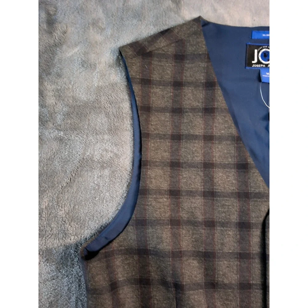 Joseph Abboud JOE Mens Slim Fit Gray Plaid Suit Vest Waistcoat Size M M281809
